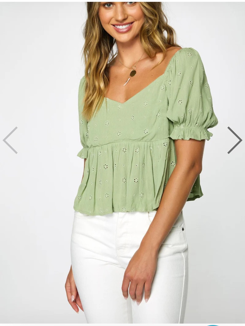 NWT O’Neill  Green Isabel Eyelet Top Medium